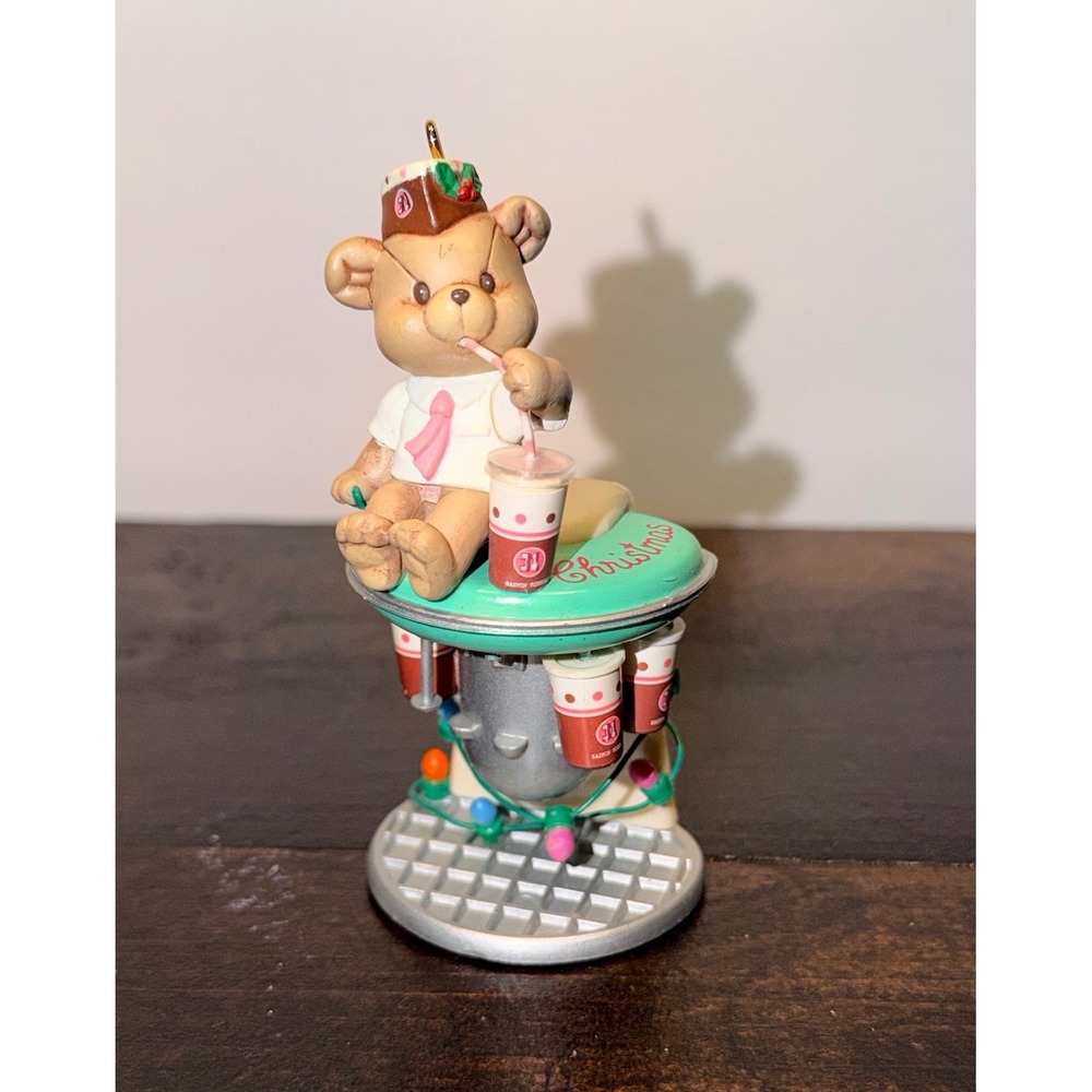 Enesco Baskin-Robbins Teddy Bear Milkshake Machine Christmas Ornament Vintage